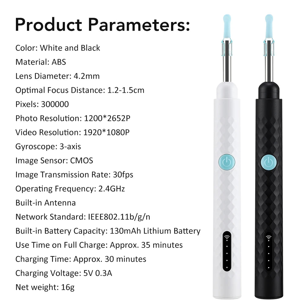 Smart Visual Ear Wax Removal Tool with HD Camera and Tweezers - 15