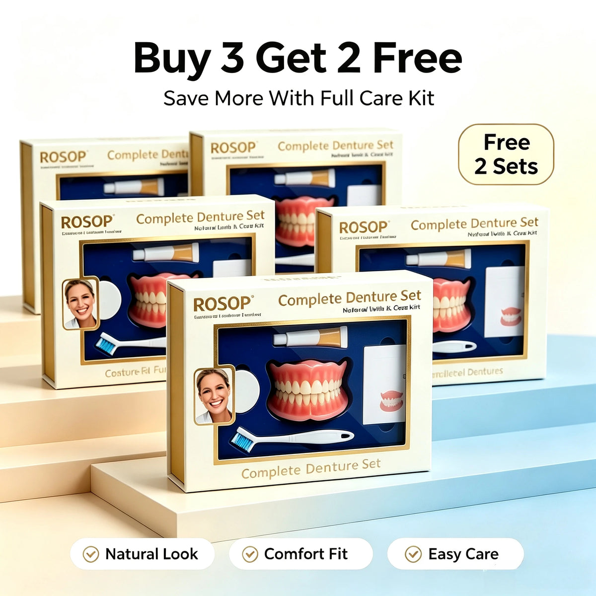 Custom Silicone Cosmetic Denture Set for Natural Smile Transformation