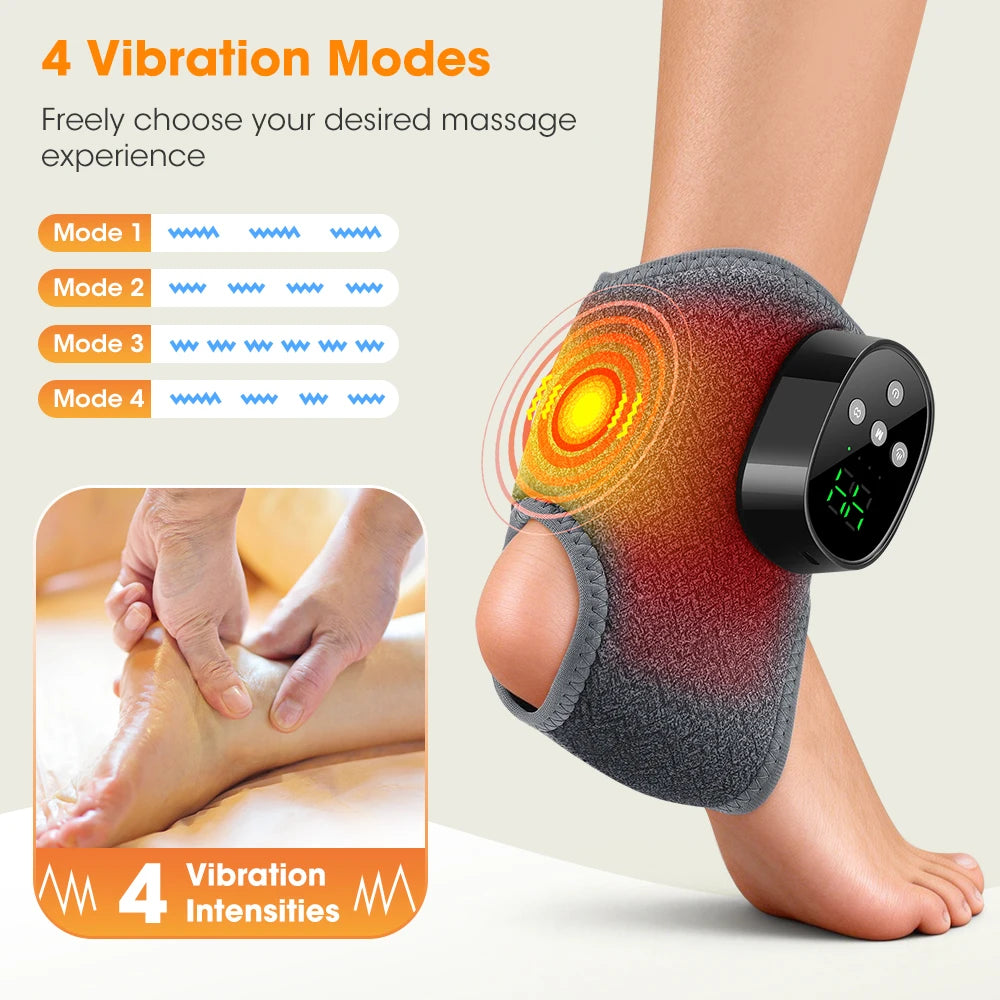 Cordless Heated Ankle Vibration Massager for Pain Relief and Relaxation