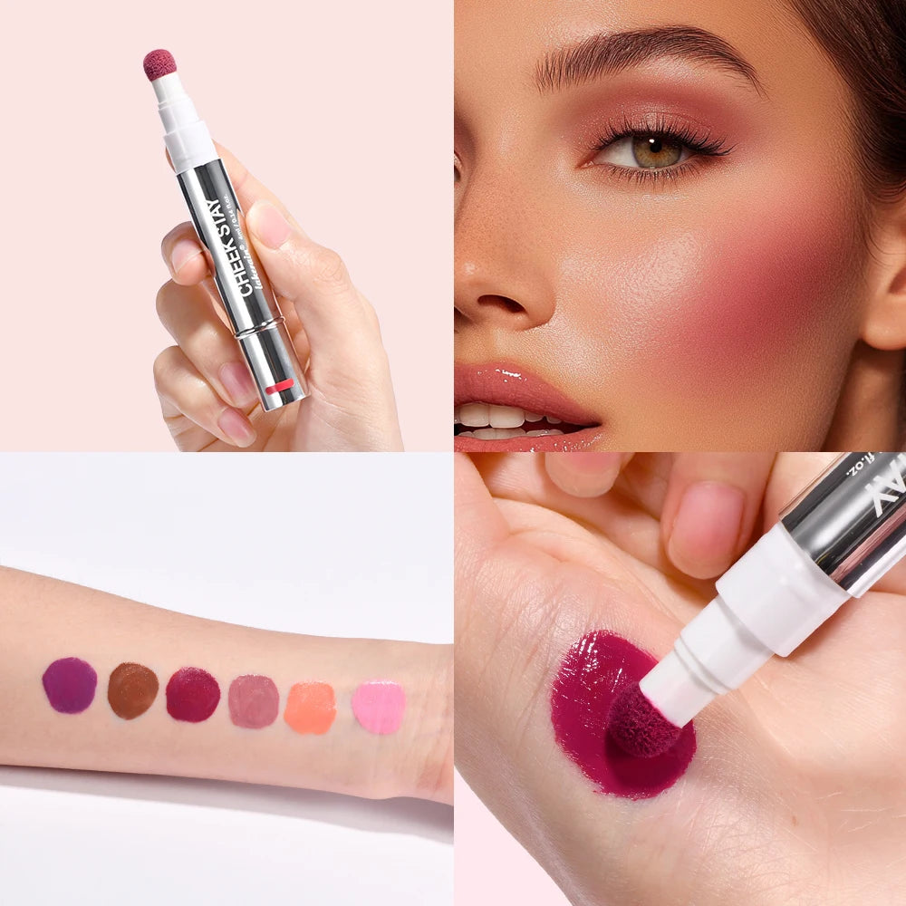 Liquid Blush Stick with Sponge Tip for Natural Matte Cheek Makeup - 4