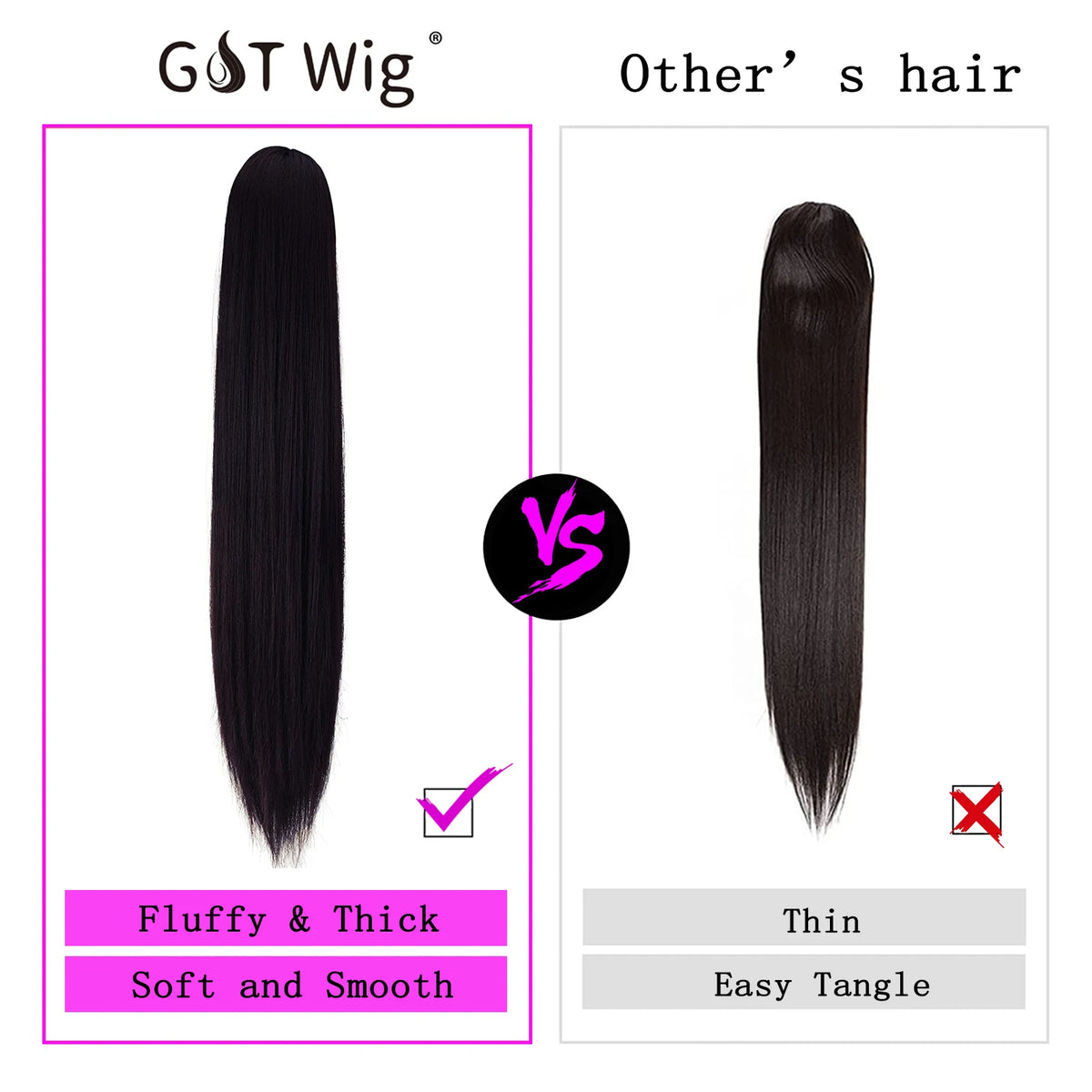 36 Inch Long Kinky Straight Drawstring Ponytail Extension for Women
