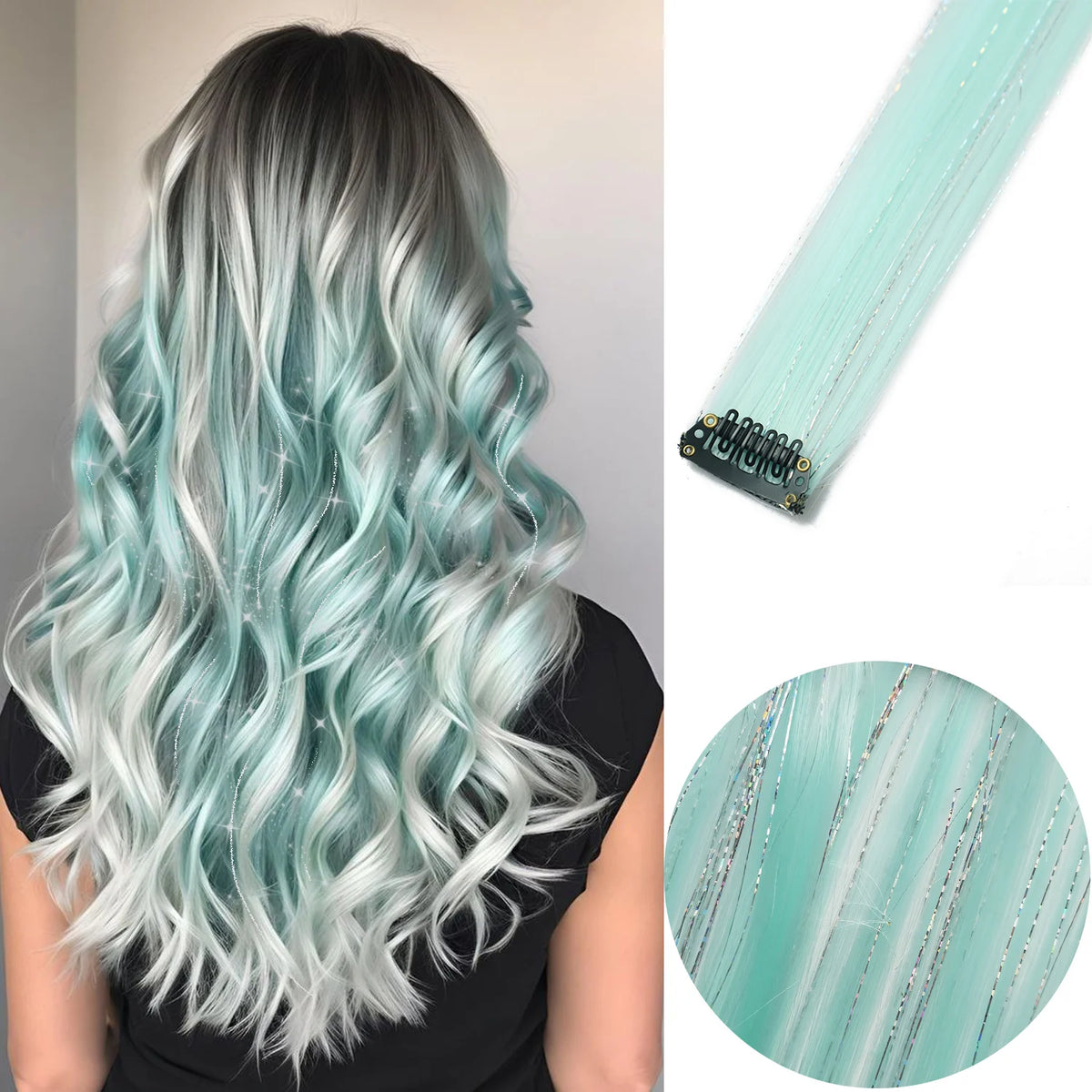 22-Inch Colored Clip-In Hair Extension Highlights