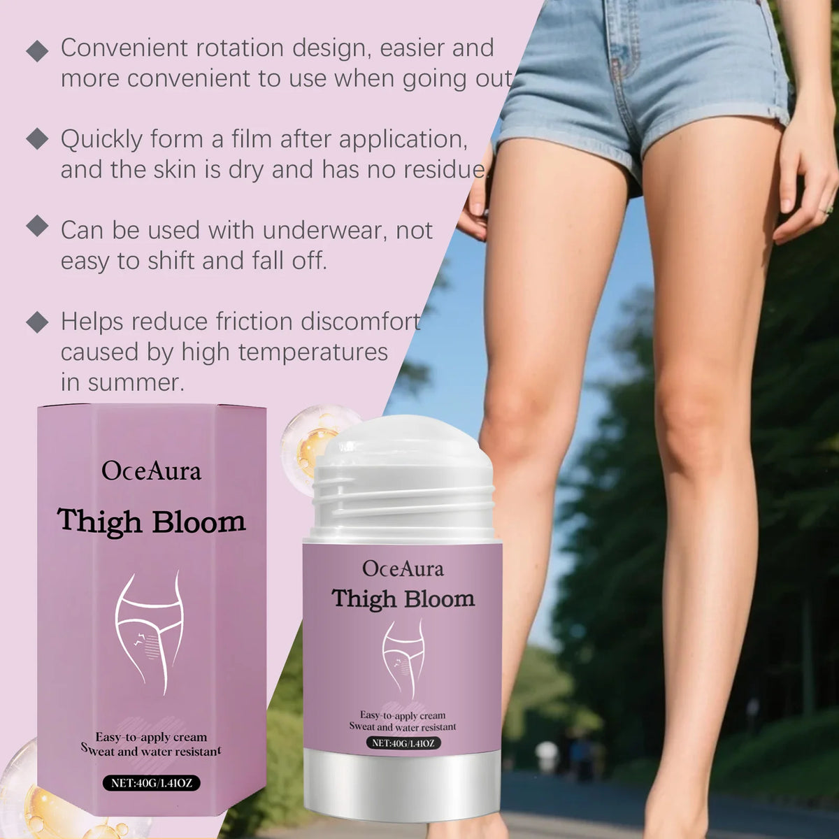 Anti-Chafe Thigh Balm Stick for Skin Protection and Friction Relief
