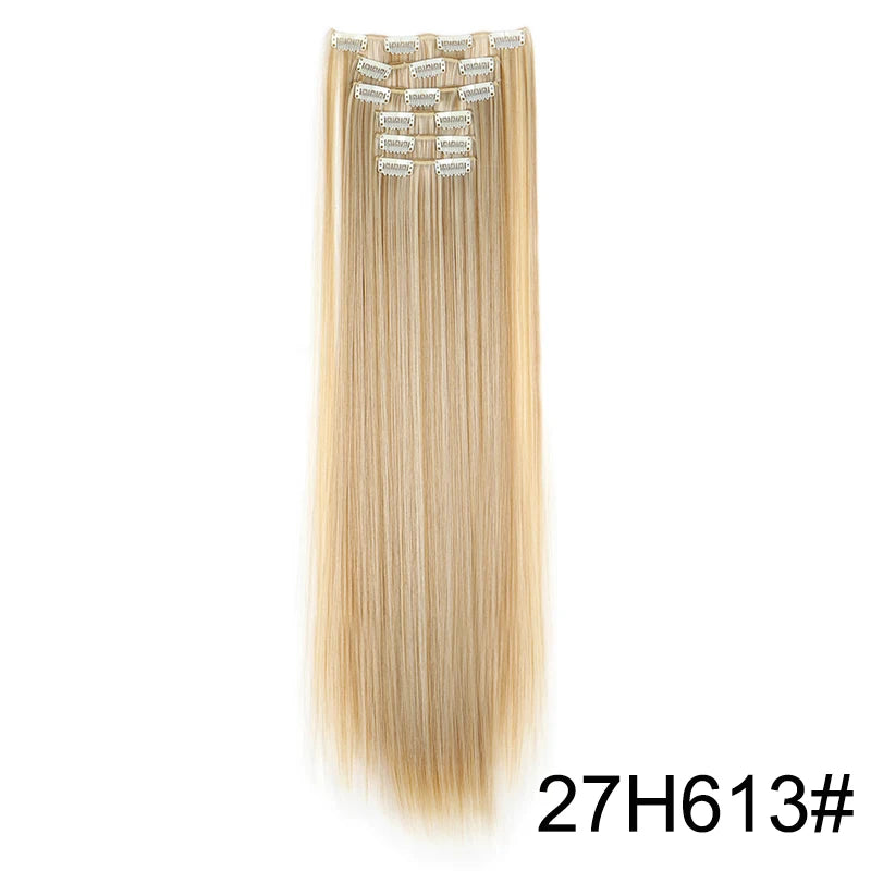 24-Inch Long Straight Clip-In Hair Extensions for Women - 20
