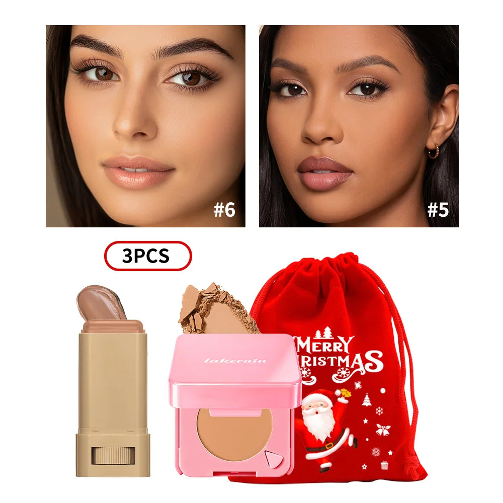 Matte Foundation Stick and Setting Powder Makeup Set for Flawless Skin