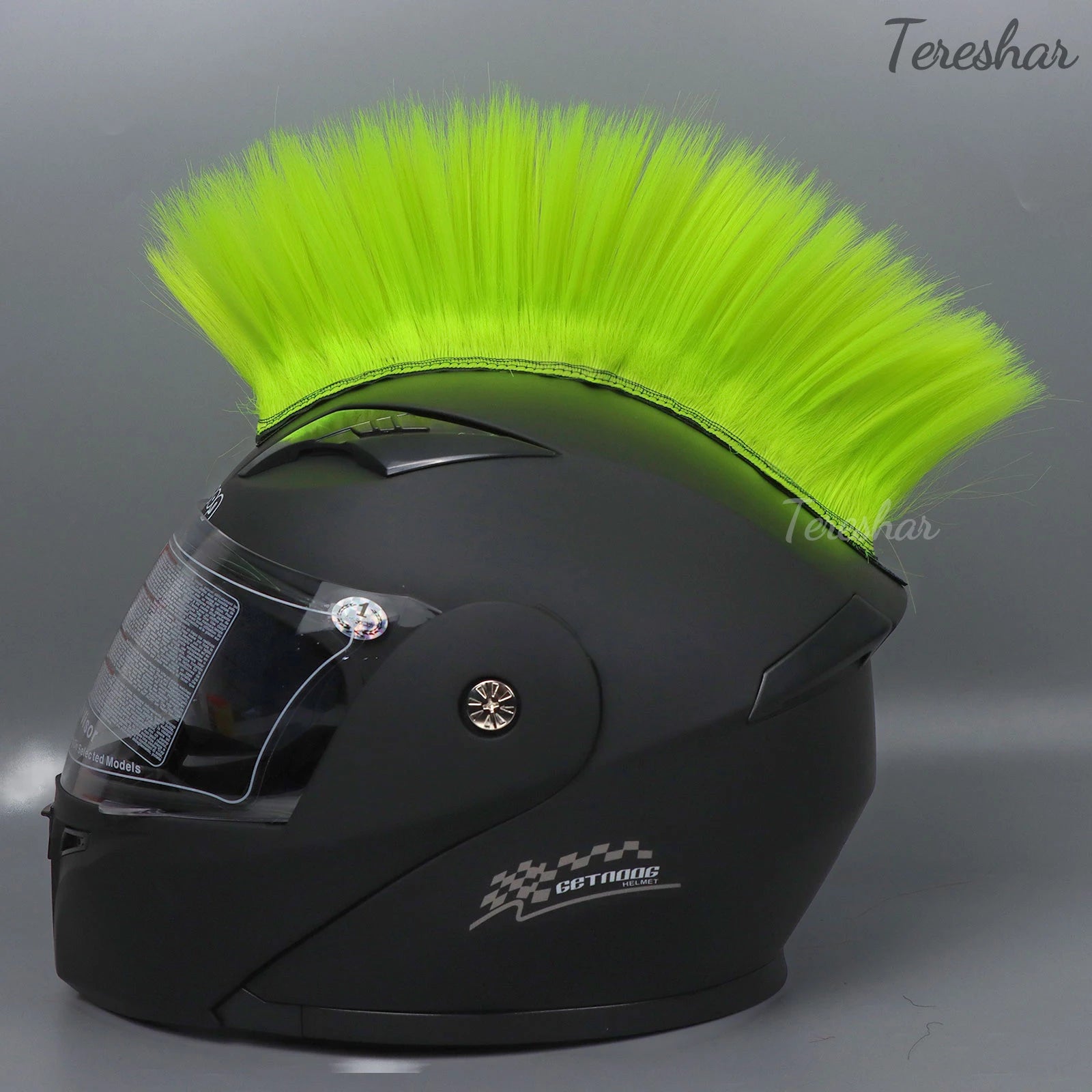 Adhesive Mohawk Helmet Wig for Motorcycle and Ski Helmets - 2