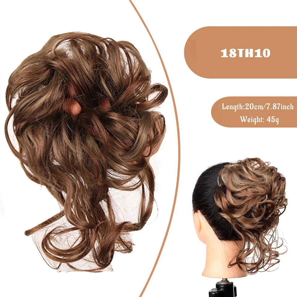 Messy Curly Hair Bun Scrunchie for Easy Updos - 21