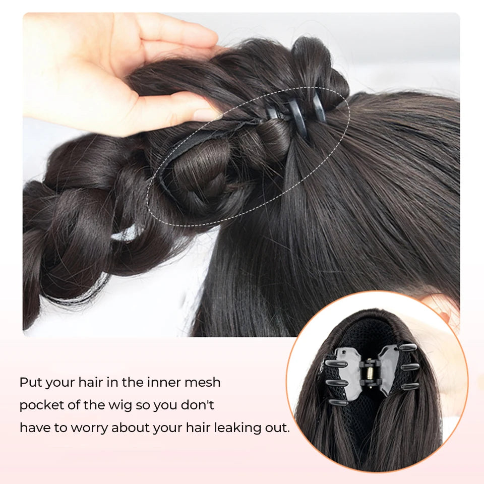Long Claw Clip-On Braid Ponytail Hair Extension for Daily Styling - 26