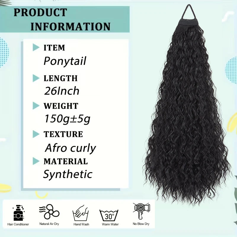 26-Inch Wavy Curly Ponytail Extension for Instant Volume