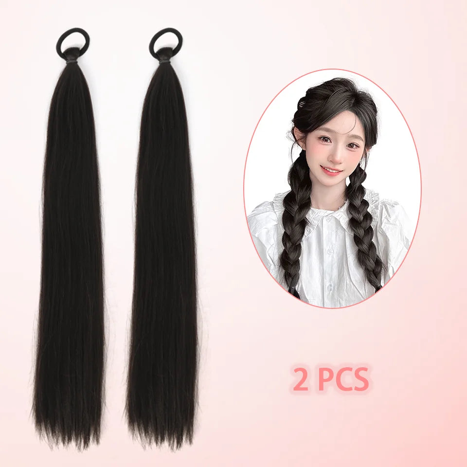 Synthetic Straight Black Ponytail Extensions for Instant Volume - 8