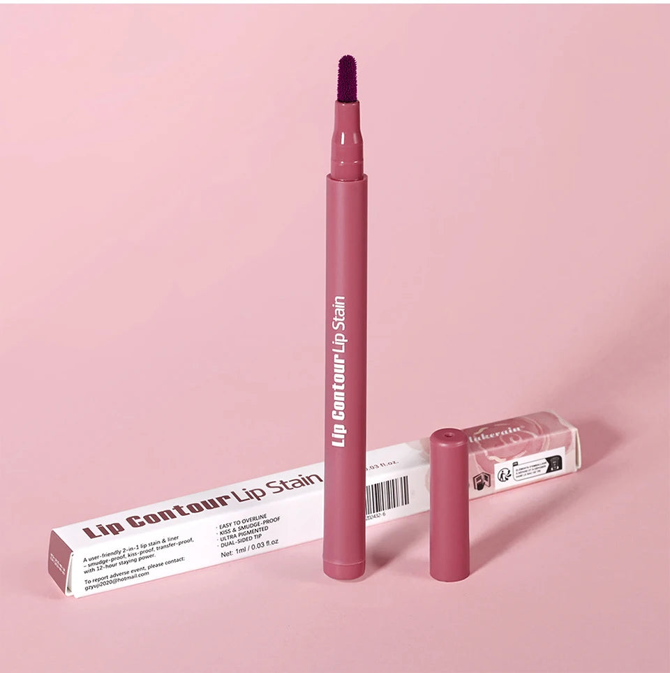 Dual-Sided Lip Contour Stain Pen for Precise Definition and Color