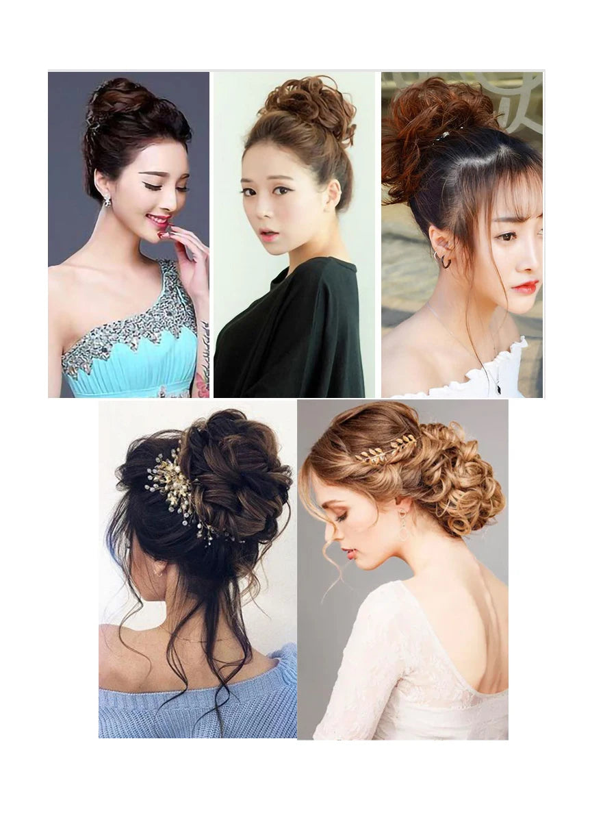 Messy Wavy Hair Bun Scrunchie for Instant Voluminous Updo Hairstyles