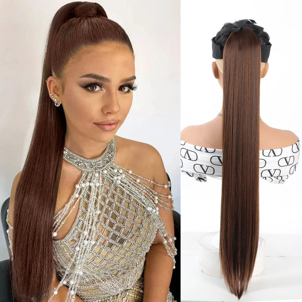 32-Inch Long Straight Wrap Around Ponytail Hair Extension - 8