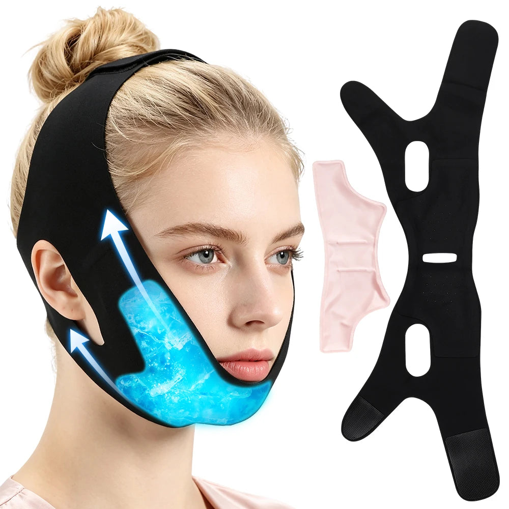 Hot and Cold Facial Compression Wrap for Chin and Jaw Support - 1