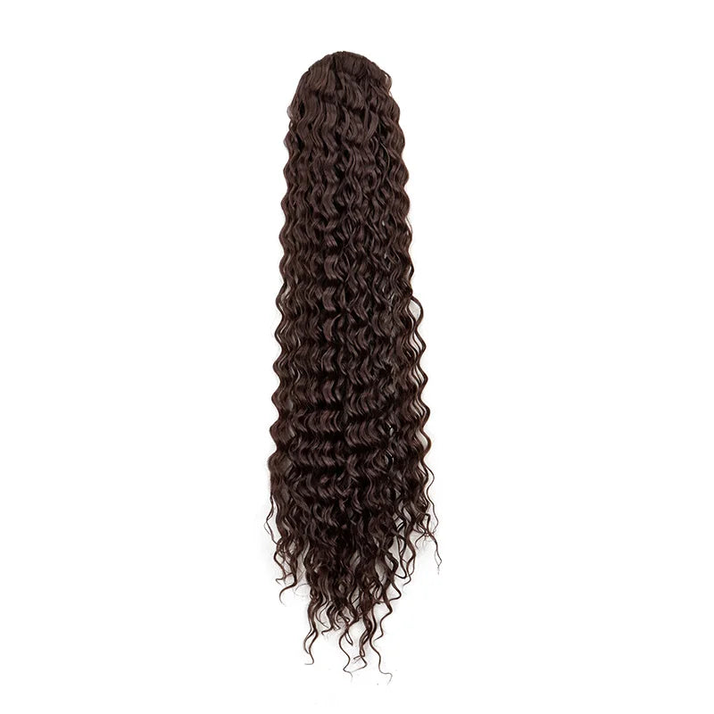 Long Water Wave Curly Drawstring Ponytail Hair Extension for Daily Style