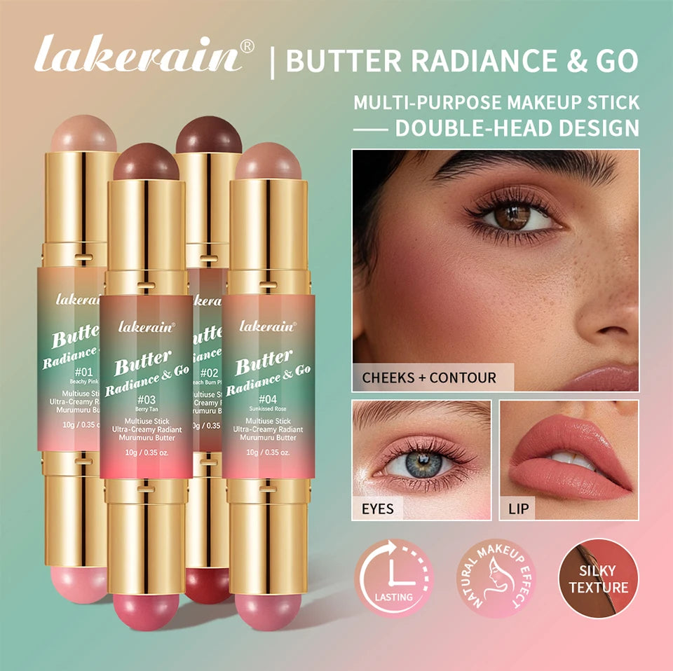 Dual-Ended Creamy Bronzer and Blush Stick for Face Lips and Eyes - 7