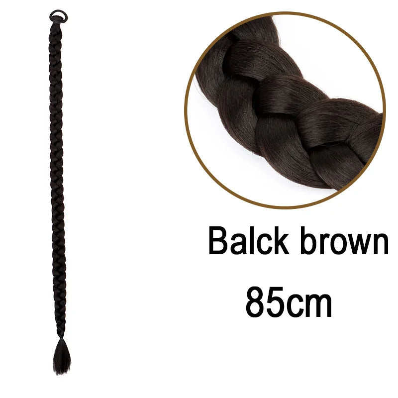 Long Braided Ponytail Extension for Women Synthetic Hairpiece