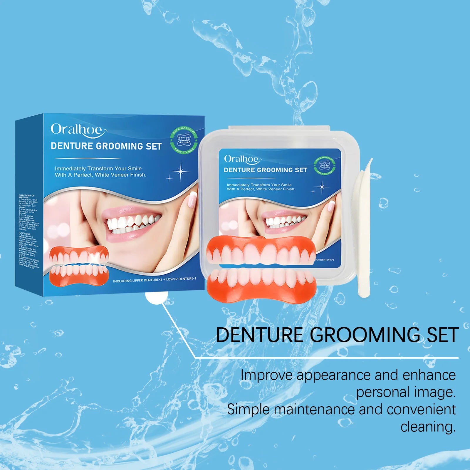 Snap-On Silicone Denture Set for Instant Smile Transformation - 18