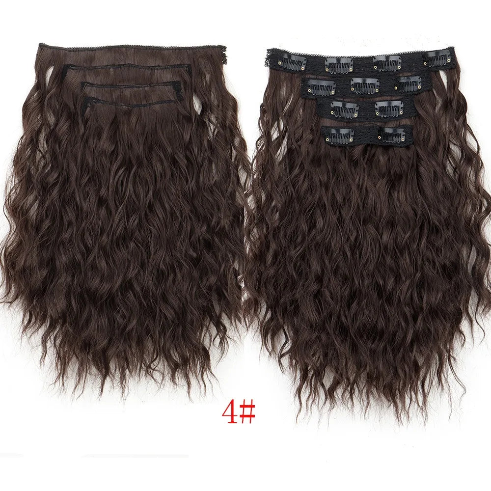12-Inch Wavy Curly Clip-In Hair Extensions Set