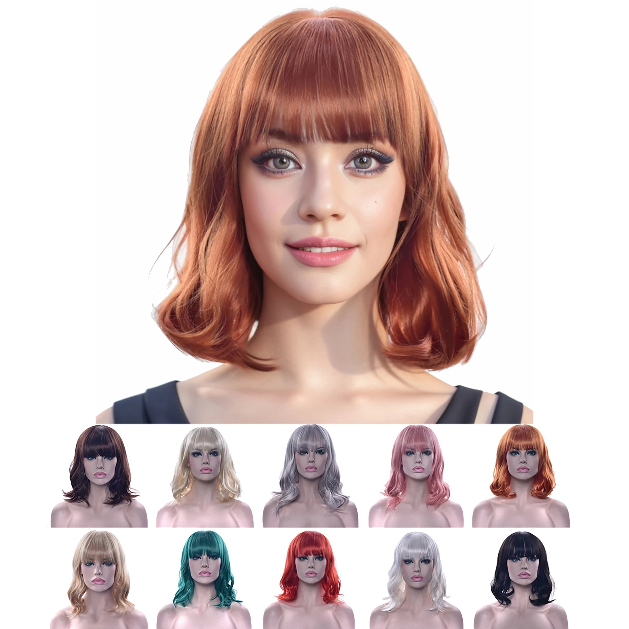 Short Wavy Synthetic Wig for Daily Wear and Cosplay - 1