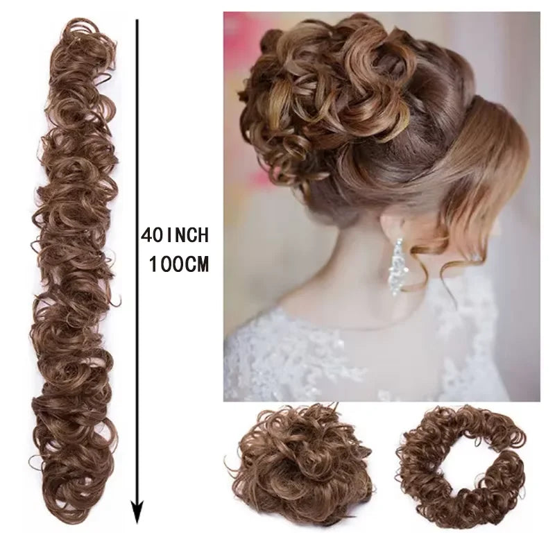 Messy Wavy Hair Bun Scrunchie for Instant Voluminous Updo Hairstyles