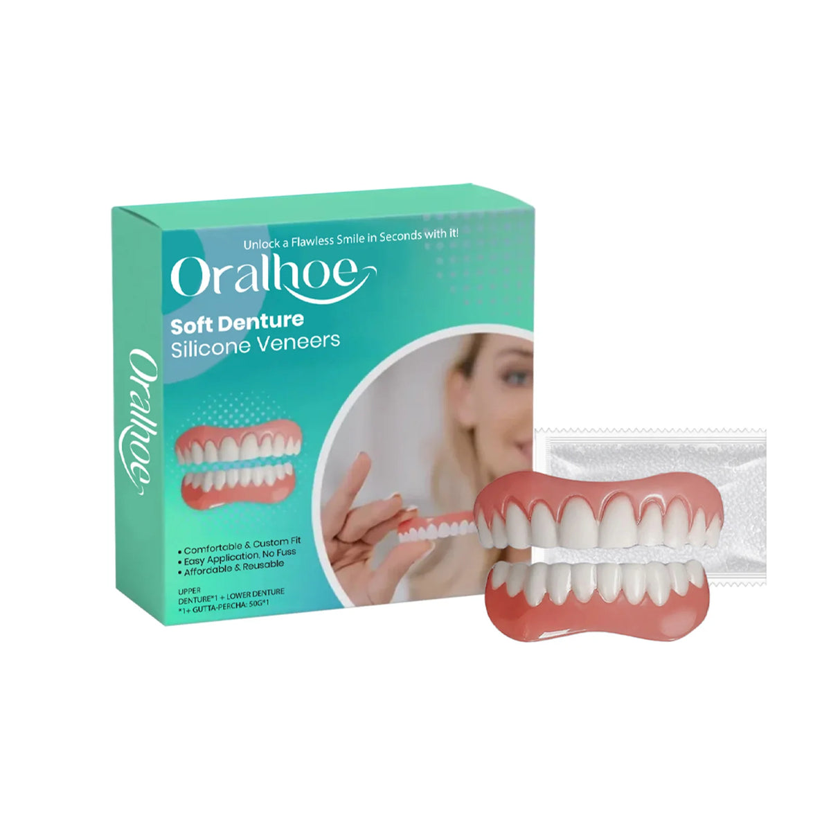 Flexible Silicone Cosmetic Denture Set for a Natural Radiant Smile