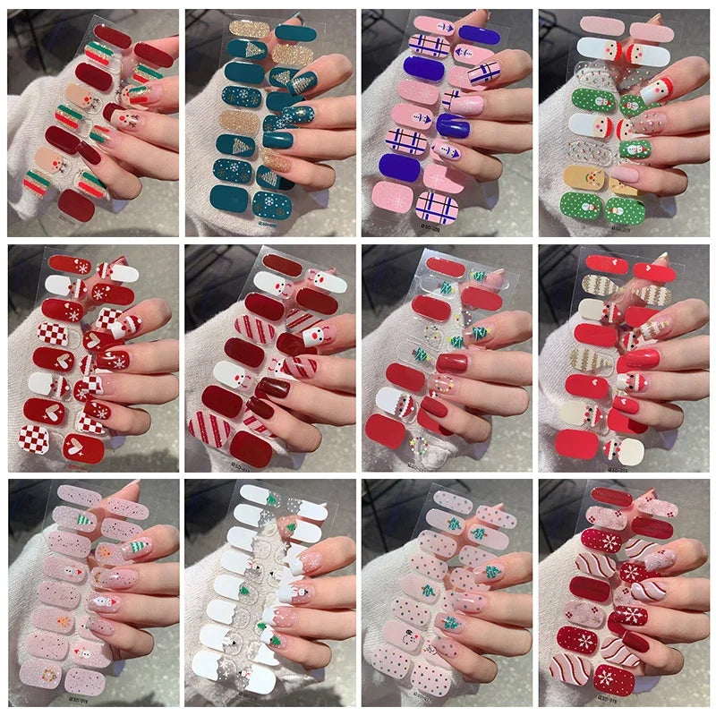 Festive Winter Snowflake Semi-Cured Gel Nail Wraps for Holiday Manicures - 5