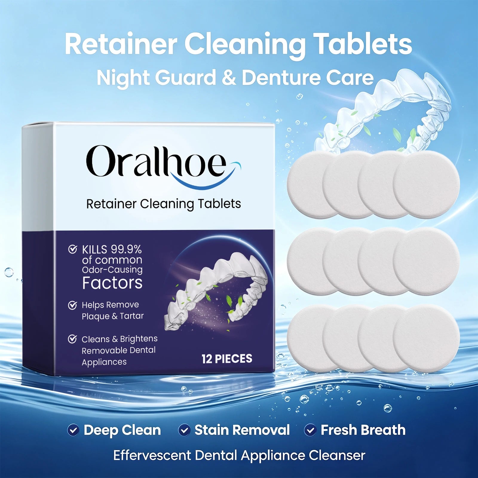 Effervescent Denture and Retainer Cleaning Tablets for Daily Oral Hygiene - 3