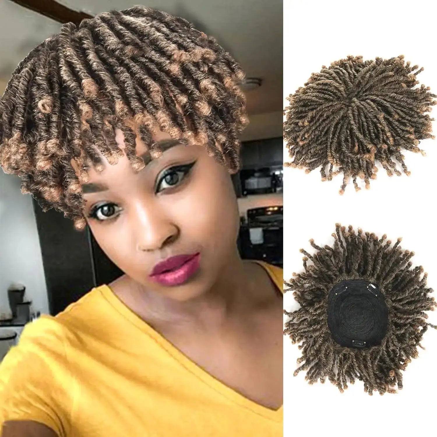 Men's Short Curly Braided Dreadlock Wig - 2