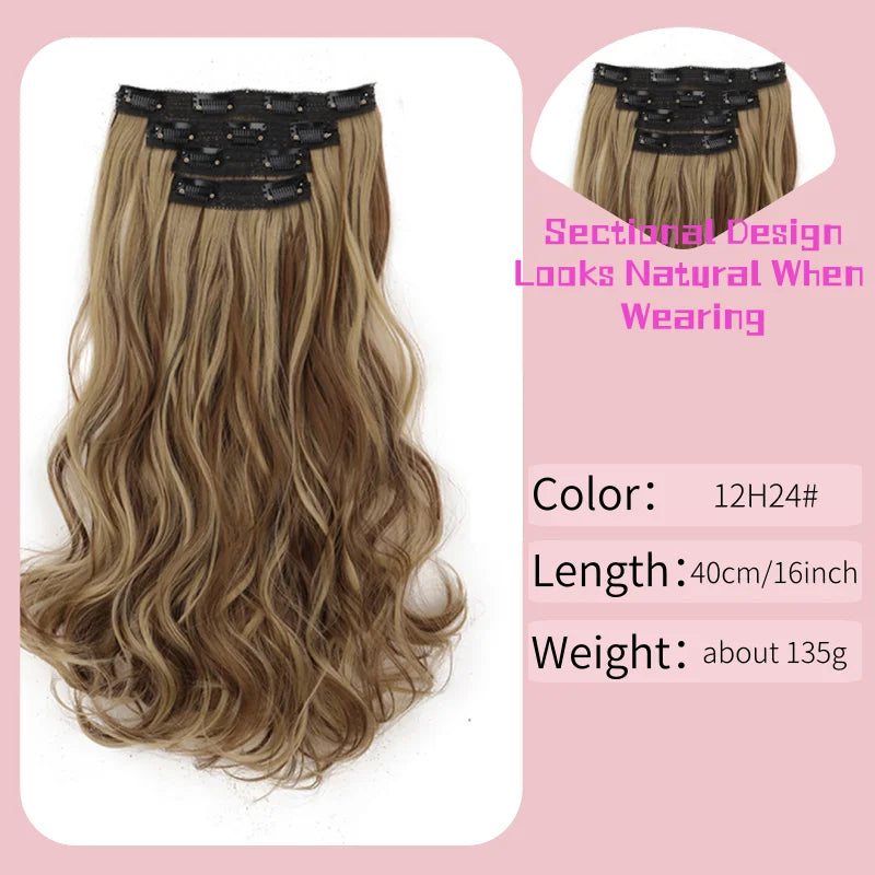 16-Inch Wavy Clip-In Hair Extensions for Instant Volume - 17