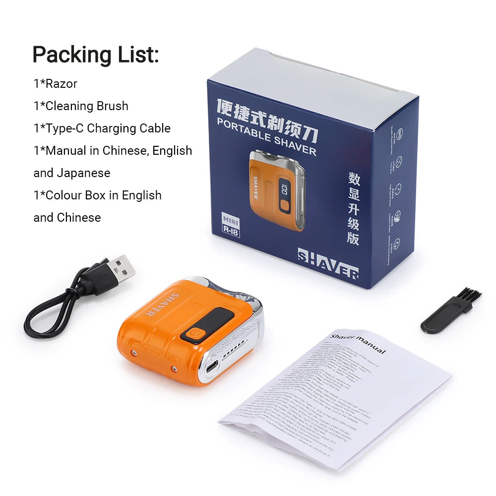 Portable Mini Electric Shaver with Digital Display for Travel and Grooming