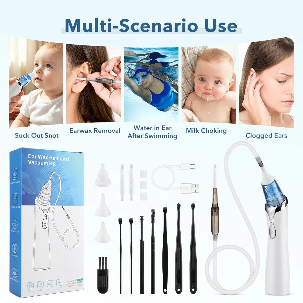 Electric 2-in-1 Nasal Aspirator and Ear Wax Removal Kit for Family