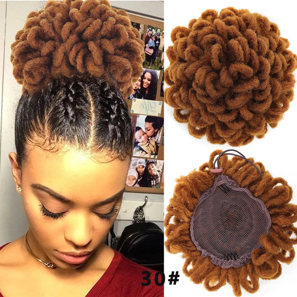 Synthetic Dreadlock Afro Puff Drawstring Ponytail Bun - 14
