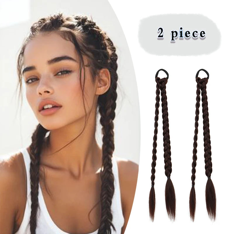 Synthetic Braided Hair Extensions Ponytail Holder for Women - 6