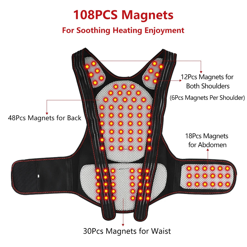 Self-Heating Tourmaline Magnetic Back and Shoulder Support Brace - 18