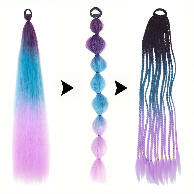 24-Inch Long Colored Braided Ponytail Hair Extension - 4