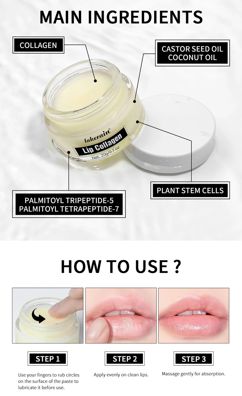 Collagen Infused Moisturizing Lip Repair Mask for Dry and Cracked Lips