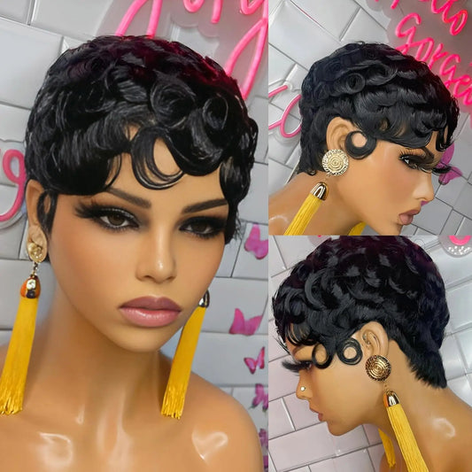 Short Curly Pixie Cut Wig for Daily Wear