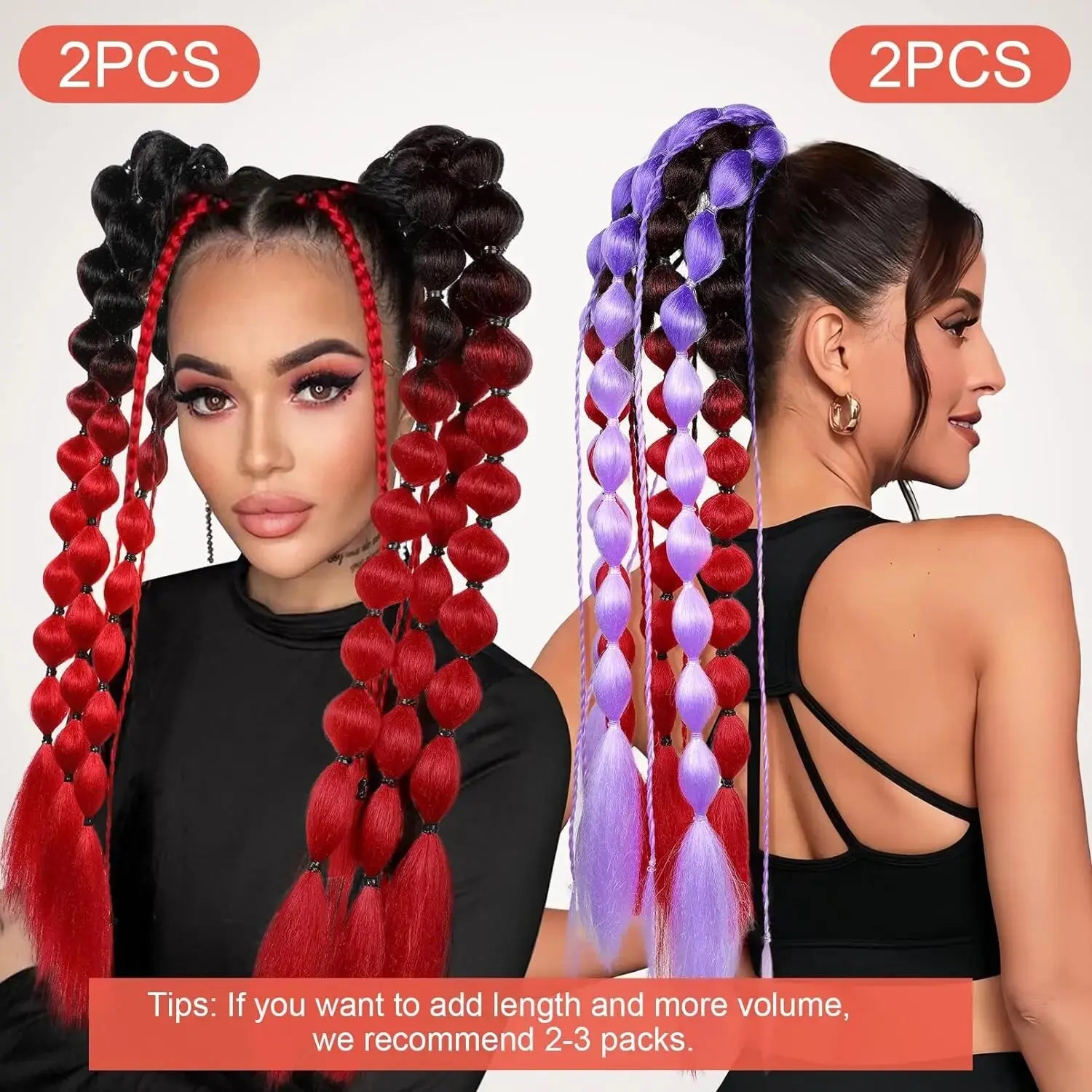 Colorful Bubble Braid Ponytail Extension for Instant Volume - 4