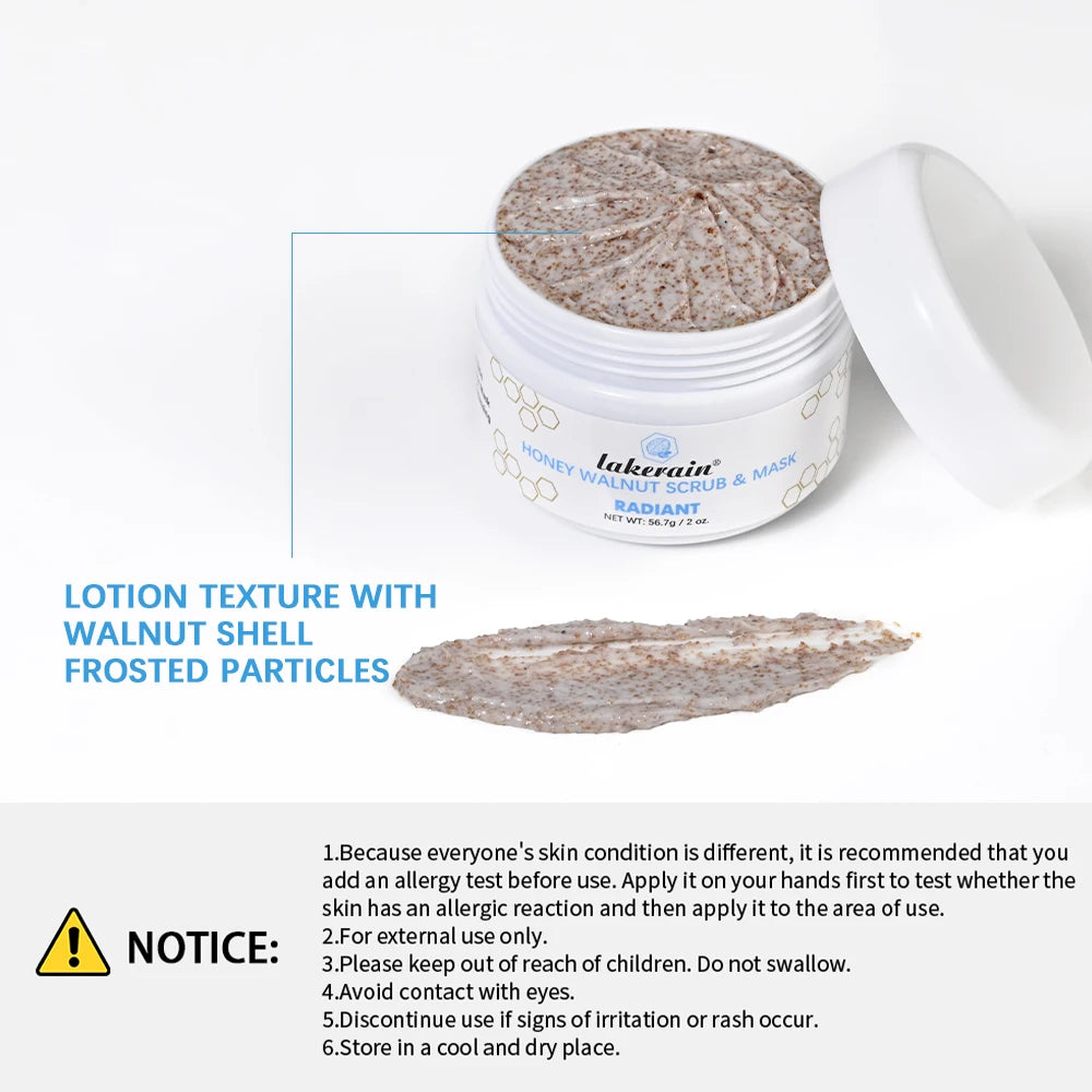Honey Walnut Facial Exfoliating Scrub and Moisturizing Face Mask