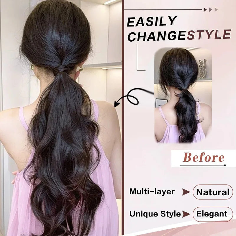 18-Inch Wavy Ponytail Hair Extension with Elastic Band