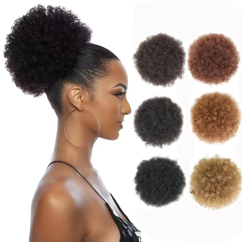 Kinky Curly Afro Puff Drawstring Ponytail Hair Extension