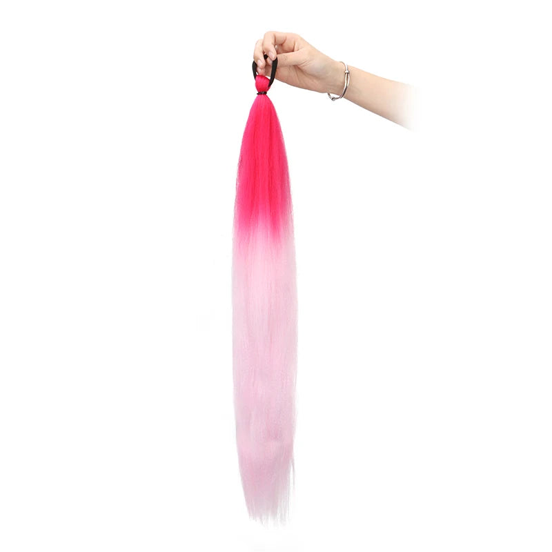 24-Inch Long Colored Braided Ponytail Hair Extension