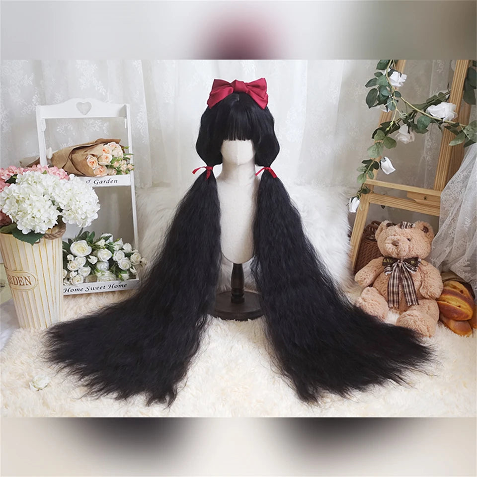110cm Extra Long Wavy Cosplay Lolita Wig with Bangs