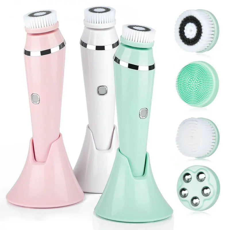 4-in-1 Electric Rotating Facial Cleansing Brush for Deep Pore Exfoliation