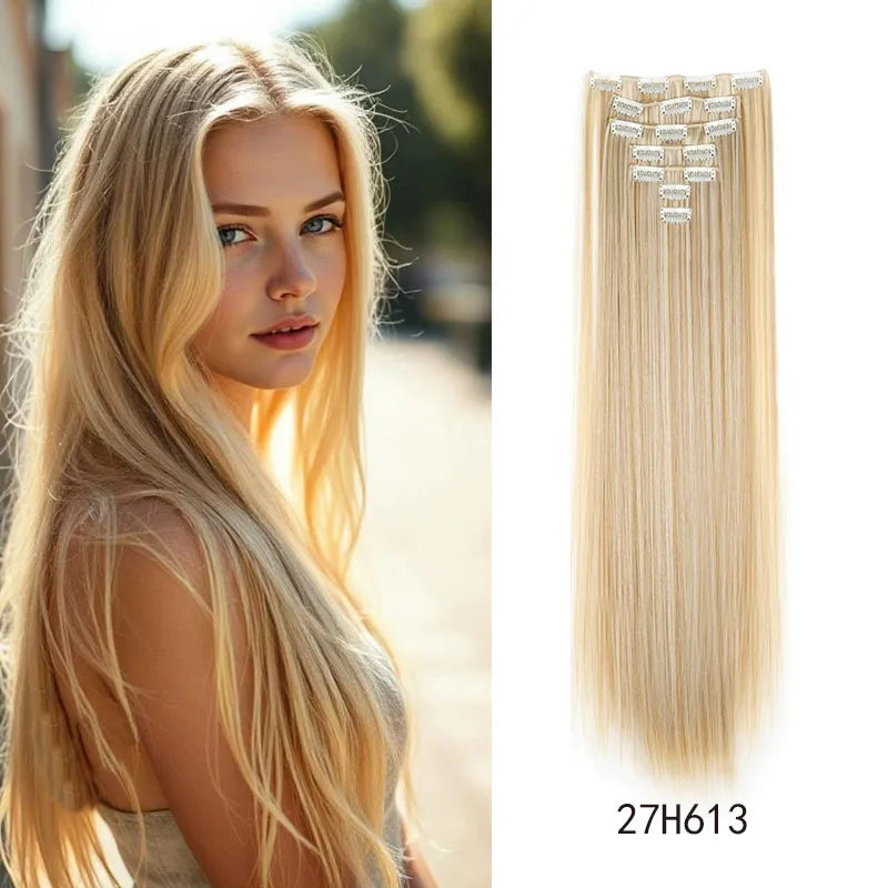 24-Inch Straight Clip-In Hair Extensions for Daily Volume