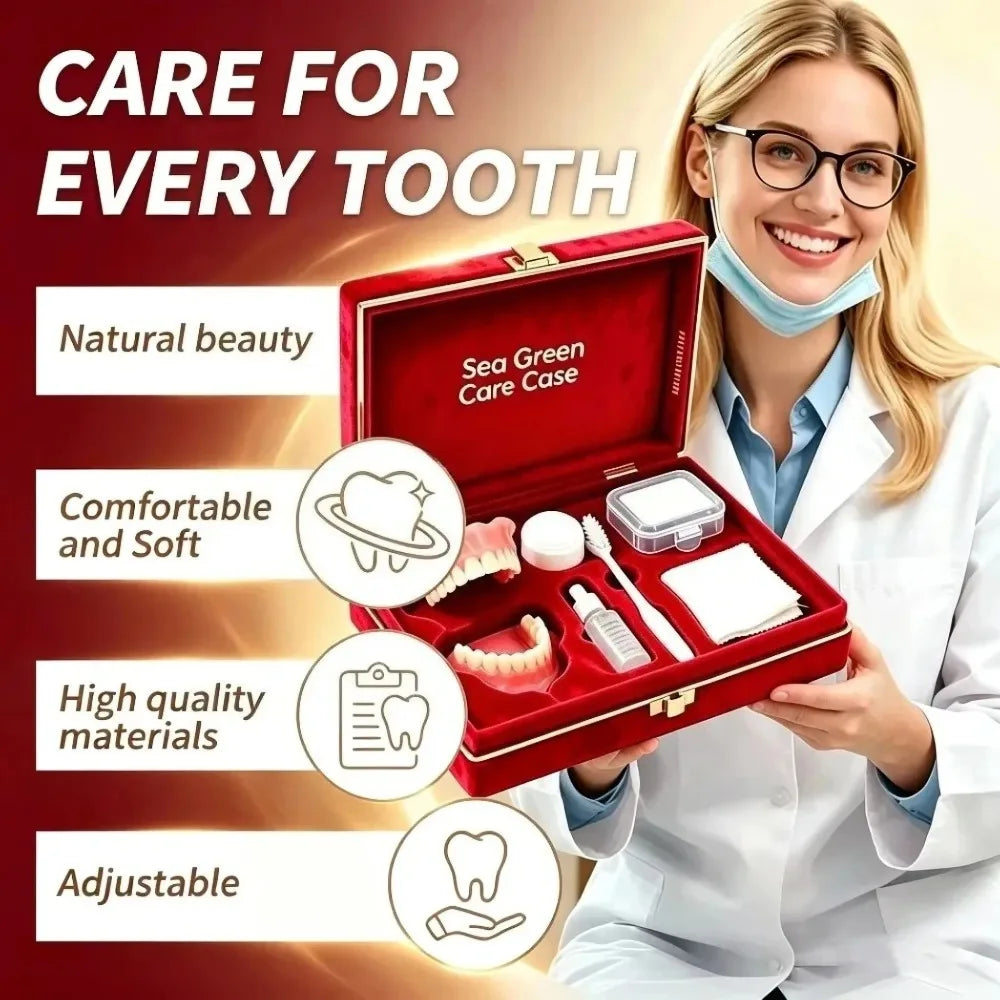 Comfortable Silicone Denture Set with Storage and Cleaning Kit - 4