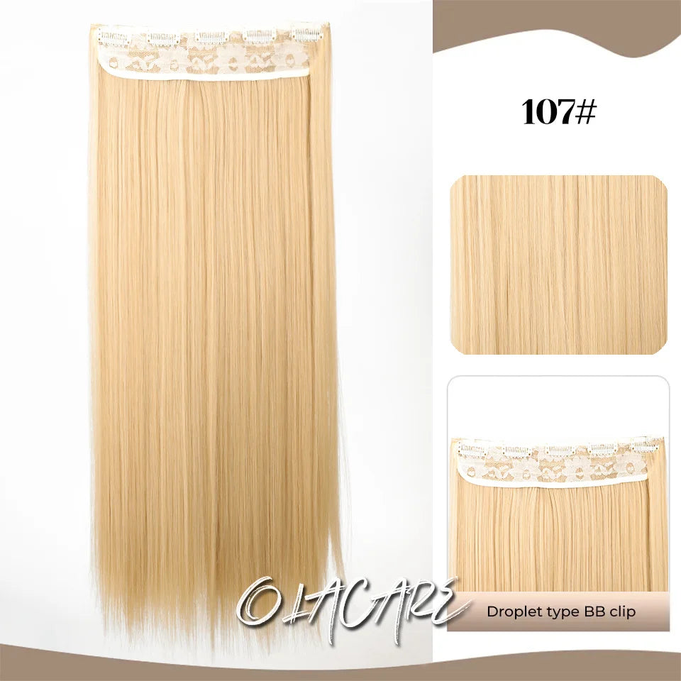 24-Inch Long Straight Clip-In Hair Extensions for Women - 40