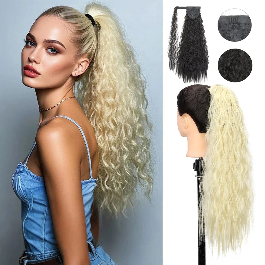 22-Inch Kinky Curly Drawstring Ponytail Extension