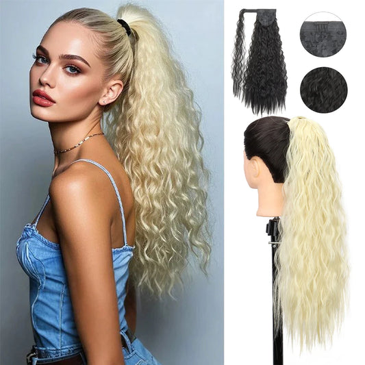 22-Inch Kinky Curly Drawstring Ponytail Extension